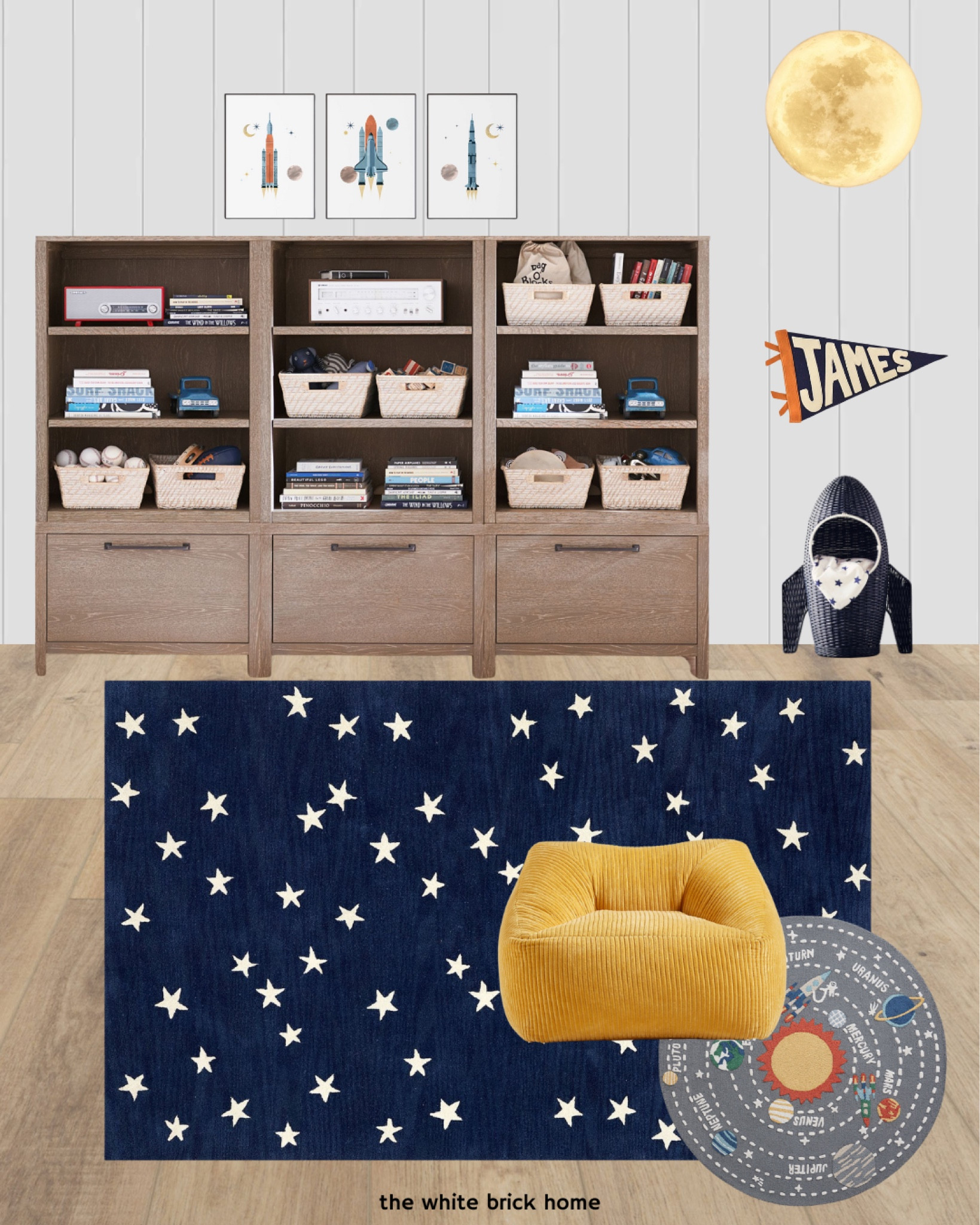 Adorable rug pairing for a playroom! This combo would also be cute for a boys bedroom, too! 

Playroom, kids playroom, space, outer space home decor, space wall art, pottery barn kids, boys room, boys bedroom, toy storage, storage, playroom storage. 

#LTKkids #LTKhome #LTKfamily
