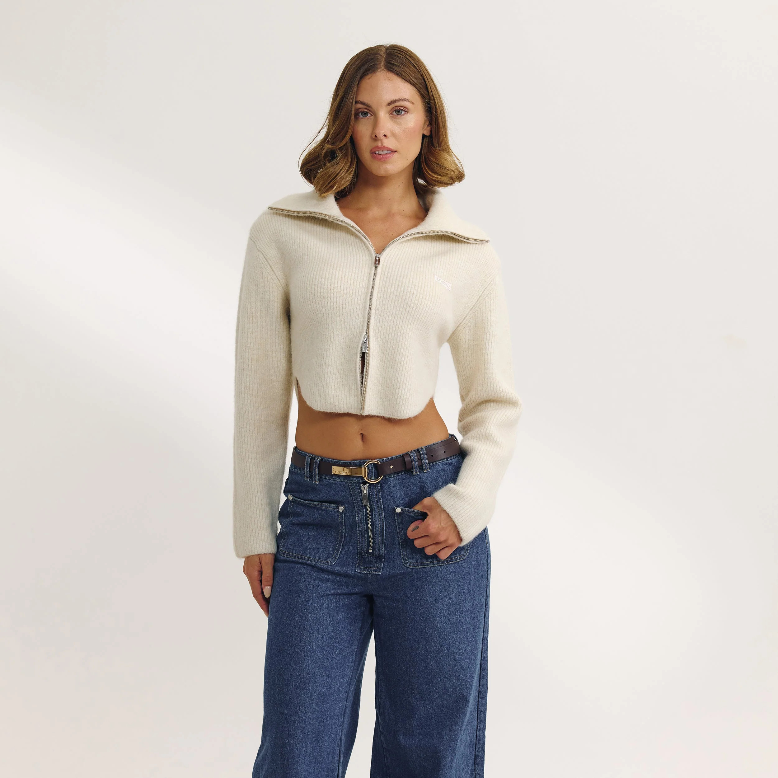 Structured Knitted Jacket - Cream | Lounge (US)