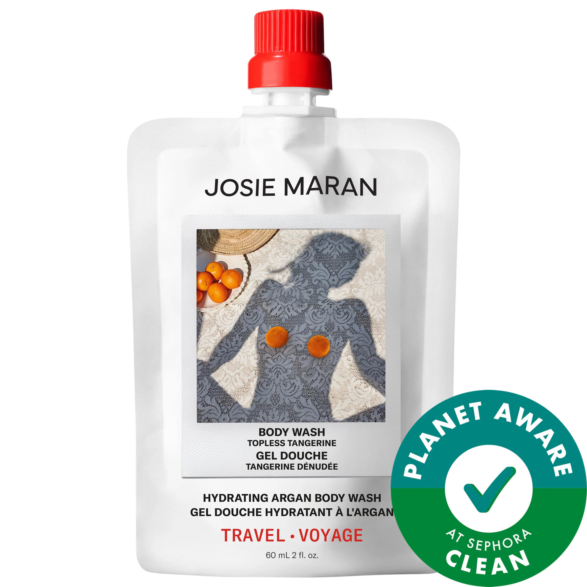 JOSIE MARAN Mini Topless Tangerine - Hydrating + Cleansing Argan Refillable Body Wash 2 oz/60 mL | Sephora (US)