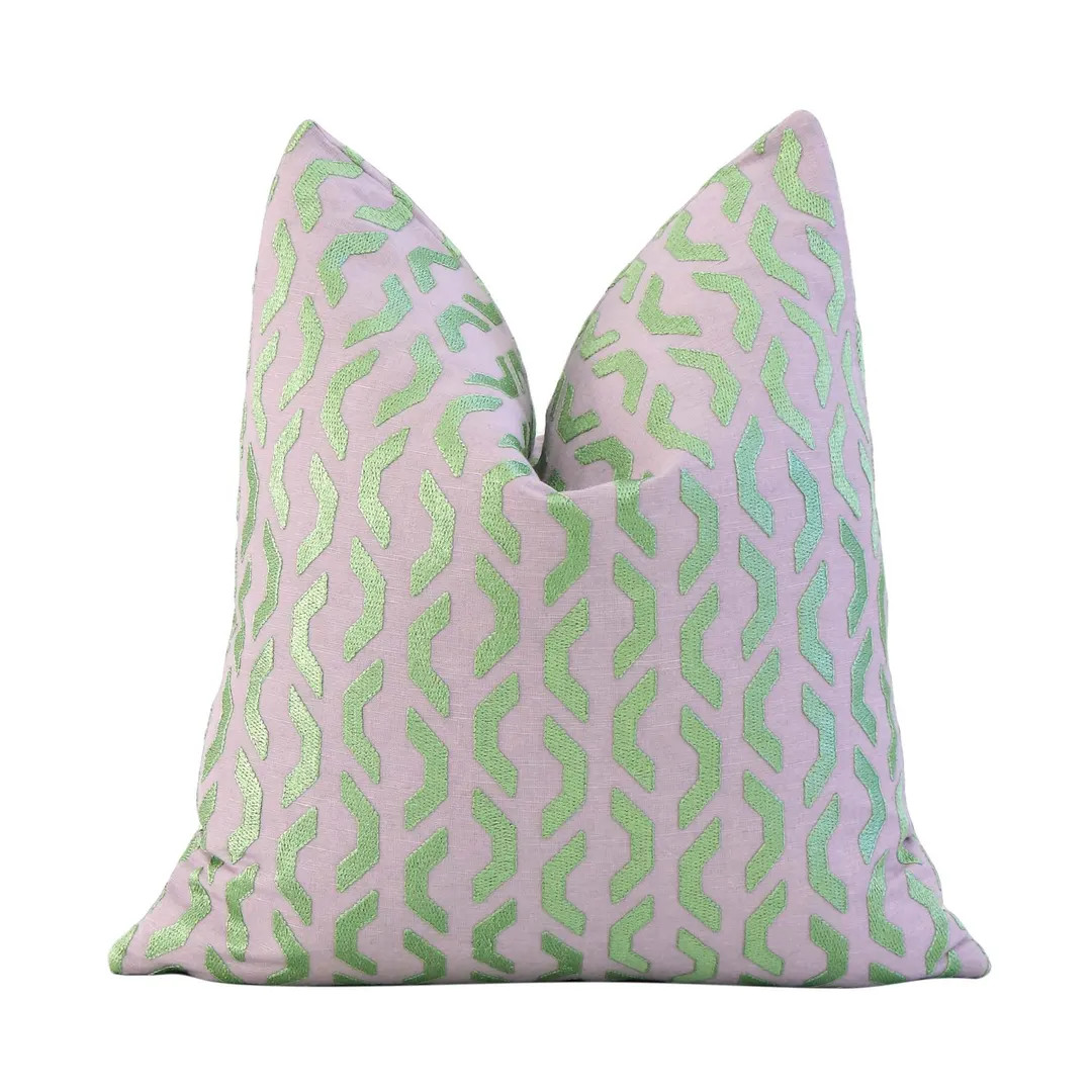 Thibaut Coronado Embroidery Lavender Throw Pillow Cover with Zipper Home Decor, Geometric Purple ... | Etsy (US)