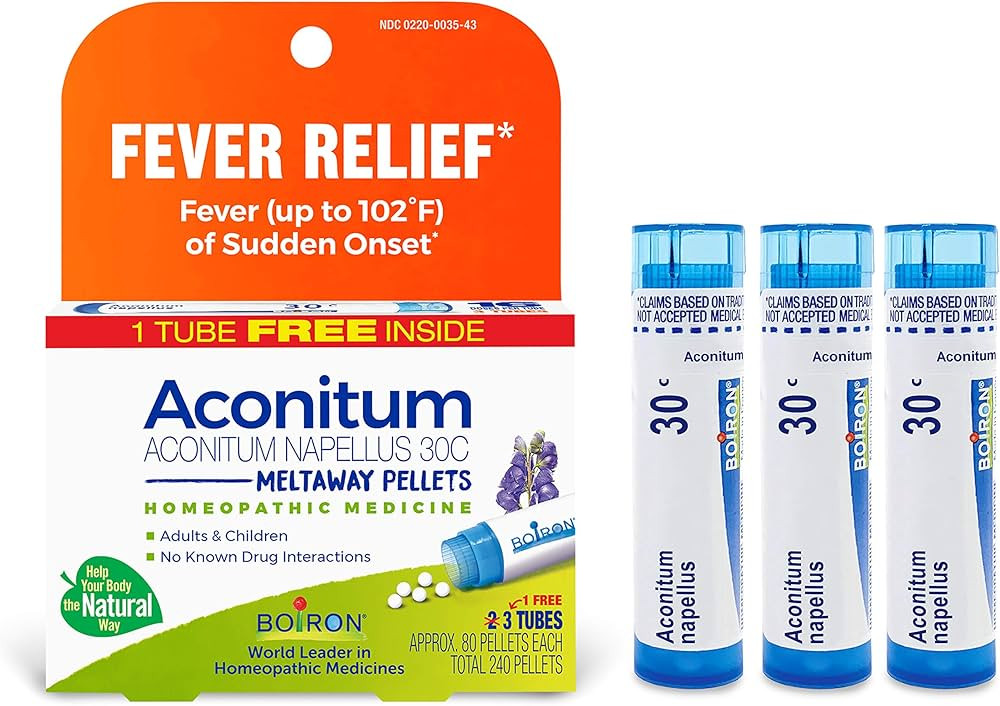 Boiron Aconitum Napellus 30C Homeopathic Medicine Relief from Fever, Hot and Dry Skin, Cough, and... | Amazon (US)