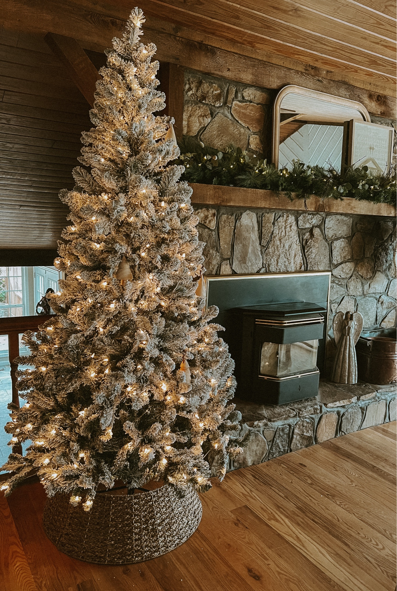 Flocked Christmas tree, holiday home decor, Christmas mantel, garland, Christmas decor ideas #christmas 

#LTKSeasonal #LTKHoliday #LTKHome