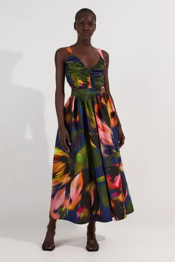 Blurred Floral Taffeta Maxi Dress | Nordstrom