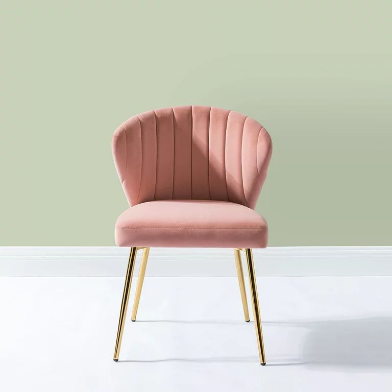 Luna velvet Side Chair for bedroom or living room in Pink | Walmart (US)