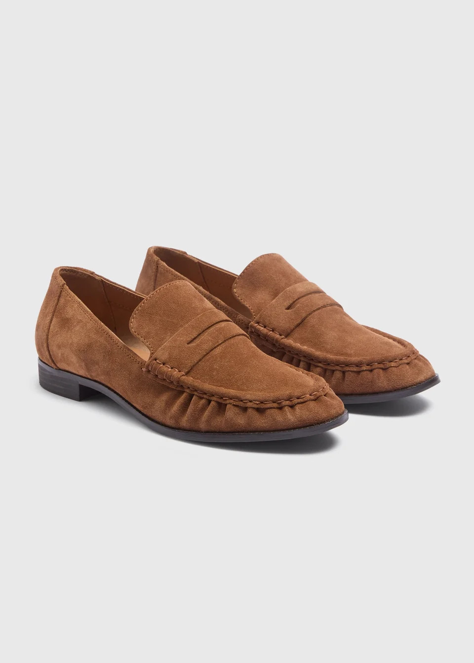 Tan Suede Ruched Loafers | Matalan (UK)