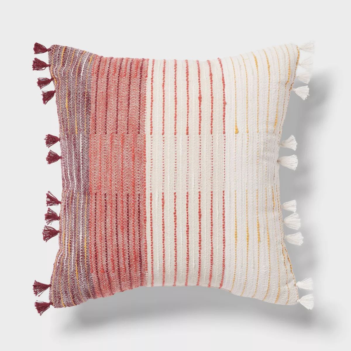 Boho Woven Linework Dec Pillow Oblong Ivory/Plum Red/Dark Salmon Orange - Threshold™ | Target