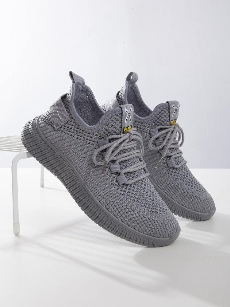 Knit Detail Lace-up Front Running Shoes | SHEIN