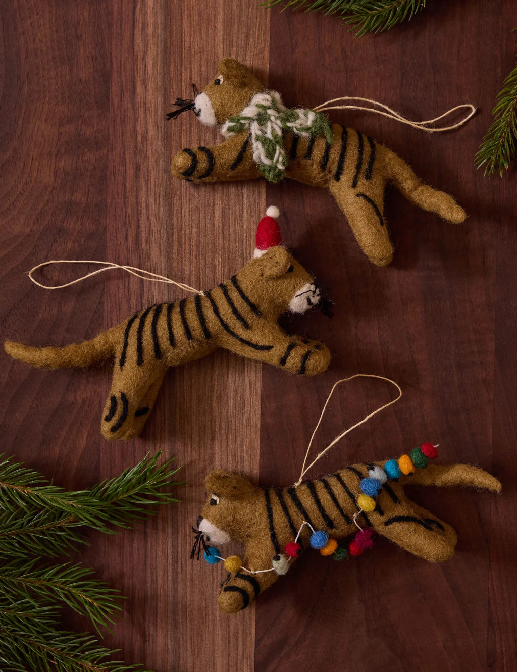 Felt Tiger Trio Ornaments (Set of 3) by Sarah Sherman Samuel | Lulu and Georgia 