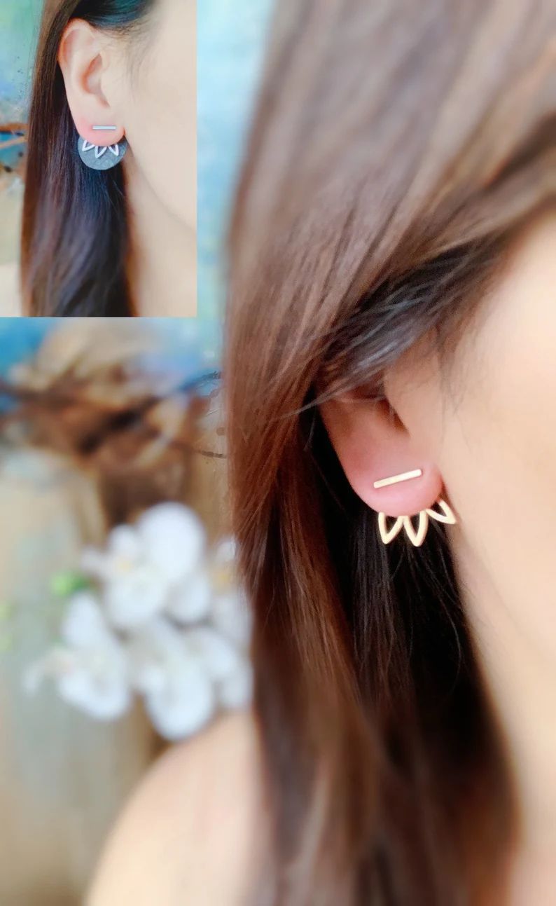 Lotus Earrings Ear Jacket Rose Gold/gold/silver Butterfly | Etsy | Etsy (US)