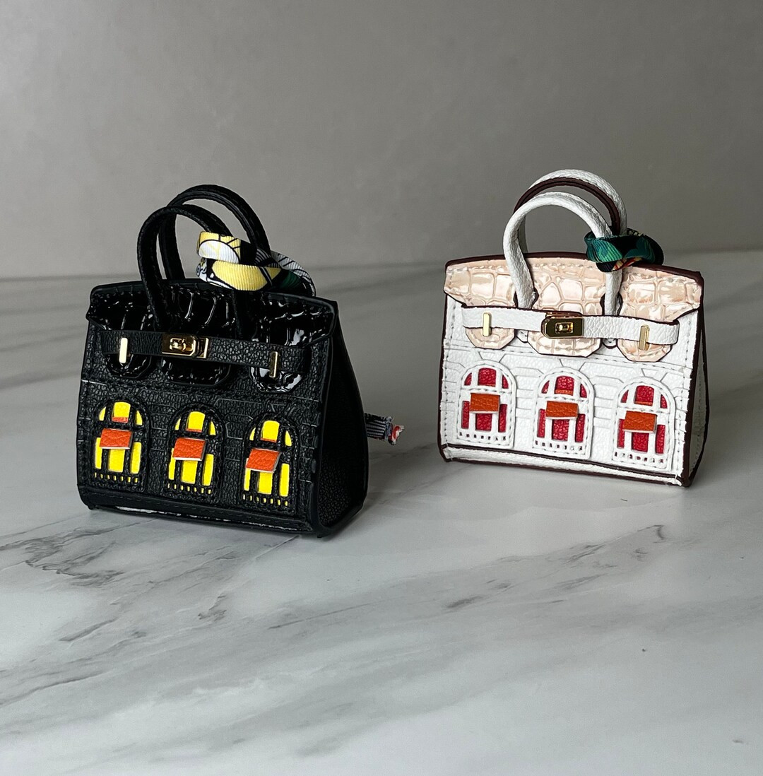 Handmade Mini Birkin-inspired Keychain & Bag Charm Premium Leather Key Holder With Silk Ribbon, P... | Etsy (US)