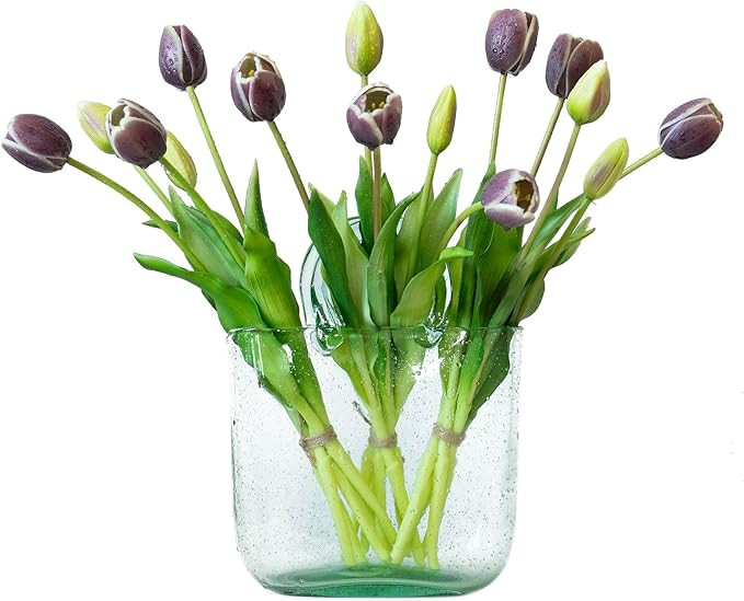 15pcs Artificial Tulips Flowers, Latex Bouquet, Fake Tulips for Office Wedding Party Home Kitchen... | Amazon (US)