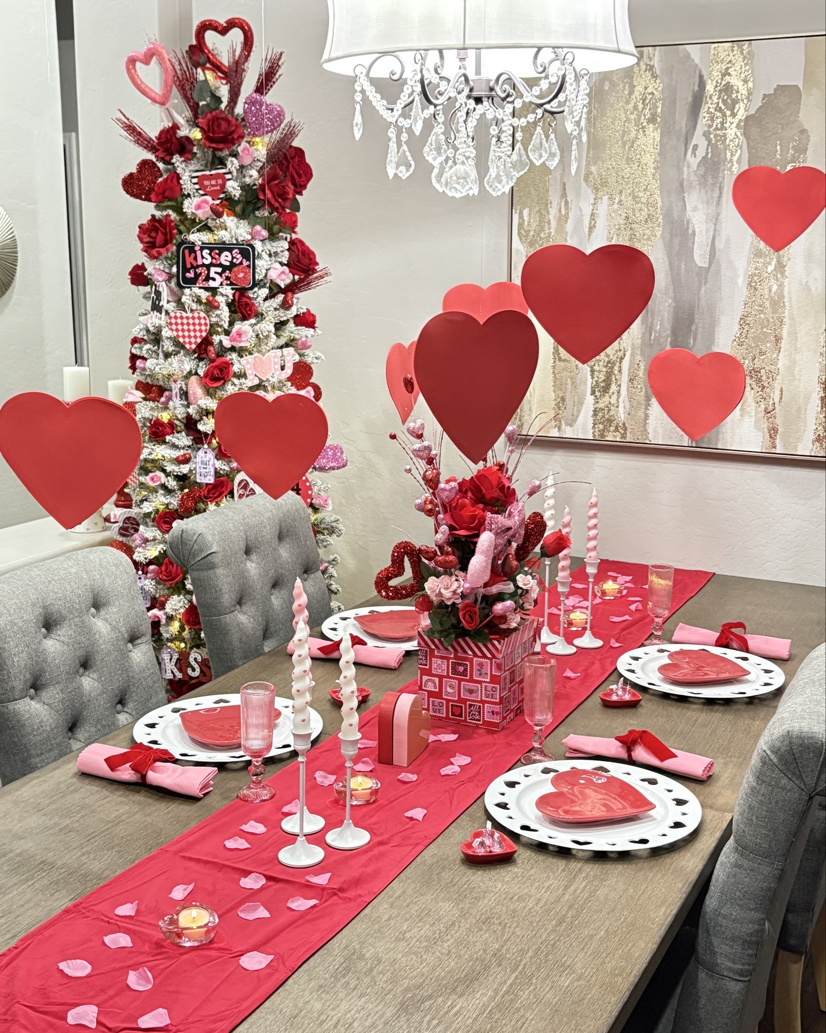Creating a Valentine’s Day tablescape with Dollar Tree floating hearts, a quick DIY centerpiece, and reused decor from last year 💘 If you love decorating on a dime, this one’s for you 😉✨ Save this for inspo!💕

Ask me anything….what do you want to know? 👇 

#valentinesdaytablescape #tablescapes #valentinesdecorations #decorateforless #luxehome @Hobby Lobby @Dollar Tree @Amazon @target 

#valentinesdaytablescapes #valentinesday2026

#LTKFindsUnder50 #LTKSeasonal #LTKHome