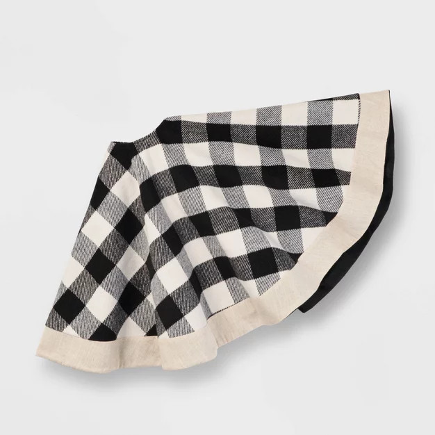 48in Buffalo Plaid Christmas Tree Skirt Black/Ivory - Wondershop™ | Target