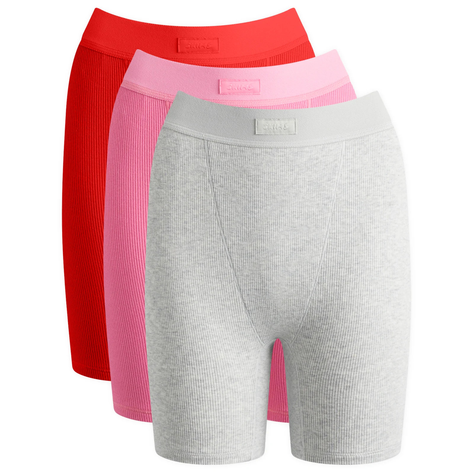 SKIMS Women's Cotton Rib Boxer - 3-Pack in Sugar Pink Multi, Size X-Large | END. Clothing