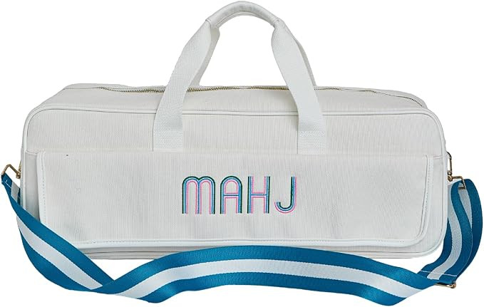 Mahjong Bag for Mahjong Set, Racks & Mat, Canvas Mahjong Carrying Case with Zipper Pockets & Cros... | Amazon (US)