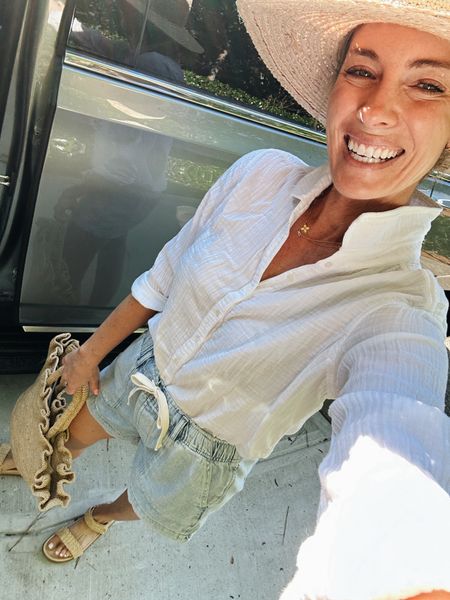 A must have - double cloth white top. Add a denim short and wide brim hat for a simple summer look. 

#LTKStyleTip #LTKFindsUnder50