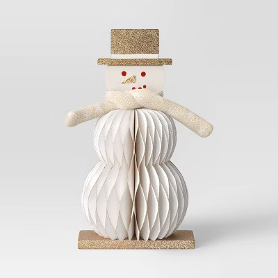 Honeycomb Christmas Snowman Figurine - Wondershop™: Indoor Tabletop Decor, Paper & Wood, 9" Hei... | Target