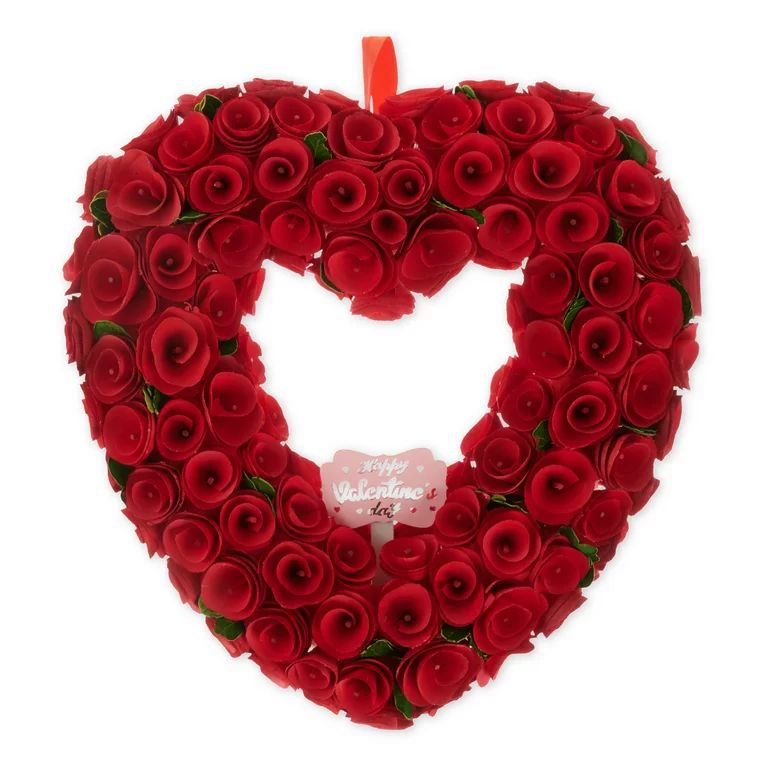 Way To Celebrate Valentine's Day Red Rose Heart Wreath | Walmart (US)