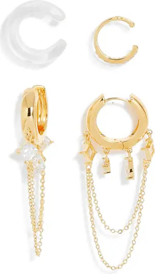 Ear Cuff & Huggie Hoop Earrings Set | Nordstrom