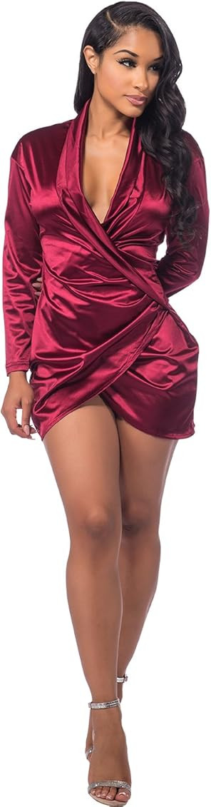 Sedrinuo Sexy Long Sleeve Deep V Neck Club Mini Dresses for Women | Amazon (US)