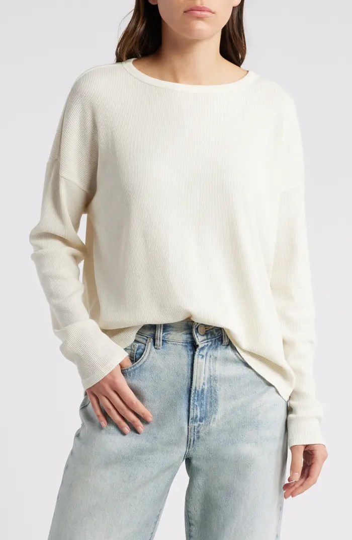 Oversize Organic Cotton Blend Thermal Knit Top | Nordstrom