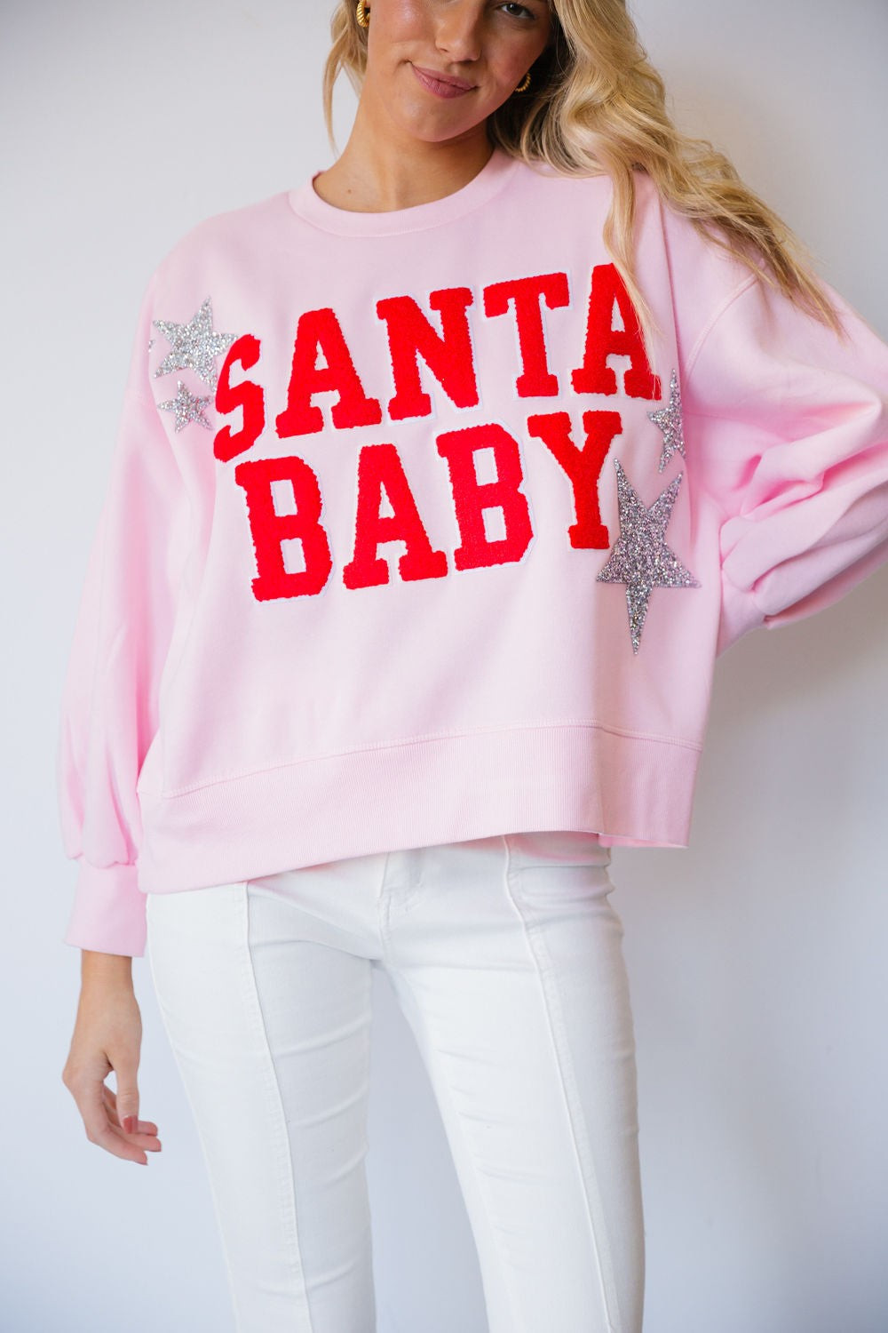 SANTA BABY LIGHT PINK PULLOVER | Judith March