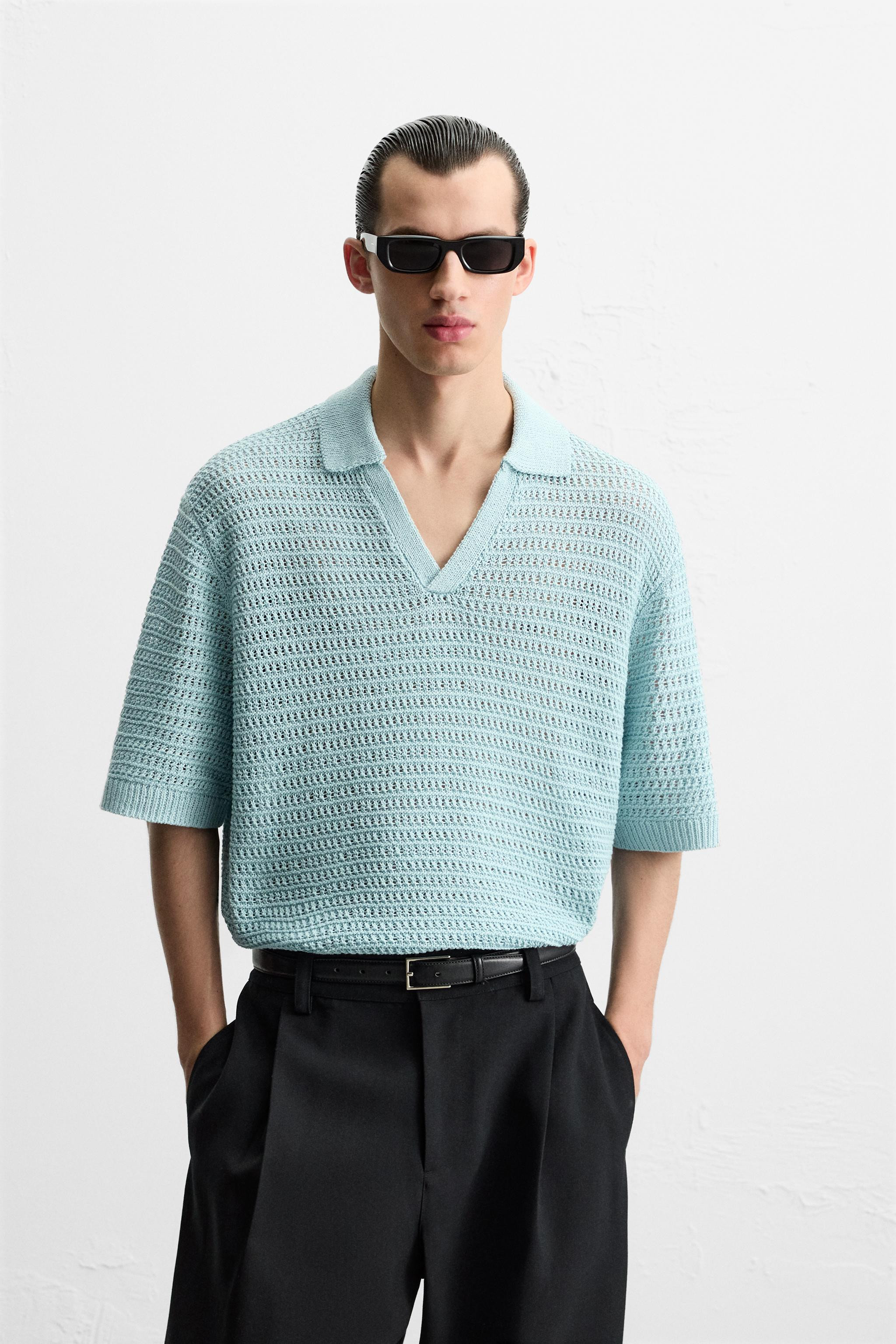 CROCHET KNIT POLO SHIRT | Zara US