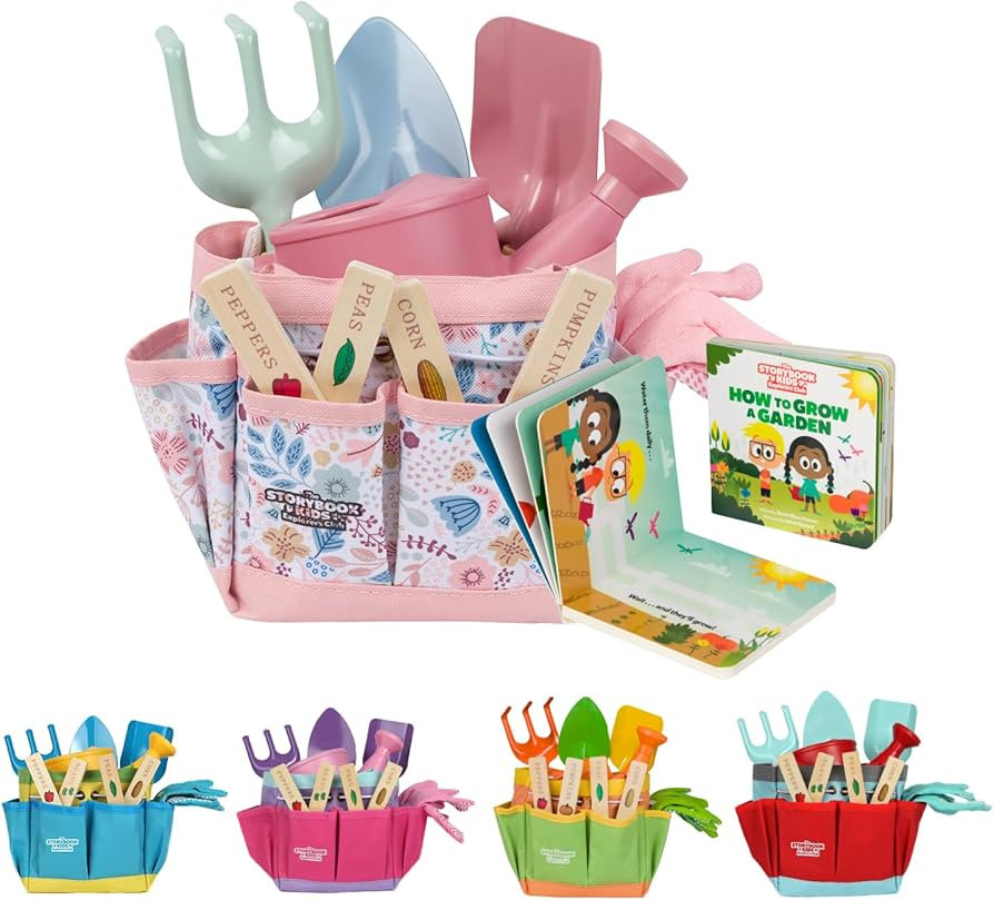 Floral Garden Kit Tools - Includes Sturdy Tote Bag, Watering Can, Gloves, Shovels, Rake, and Deli... | Amazon (US)