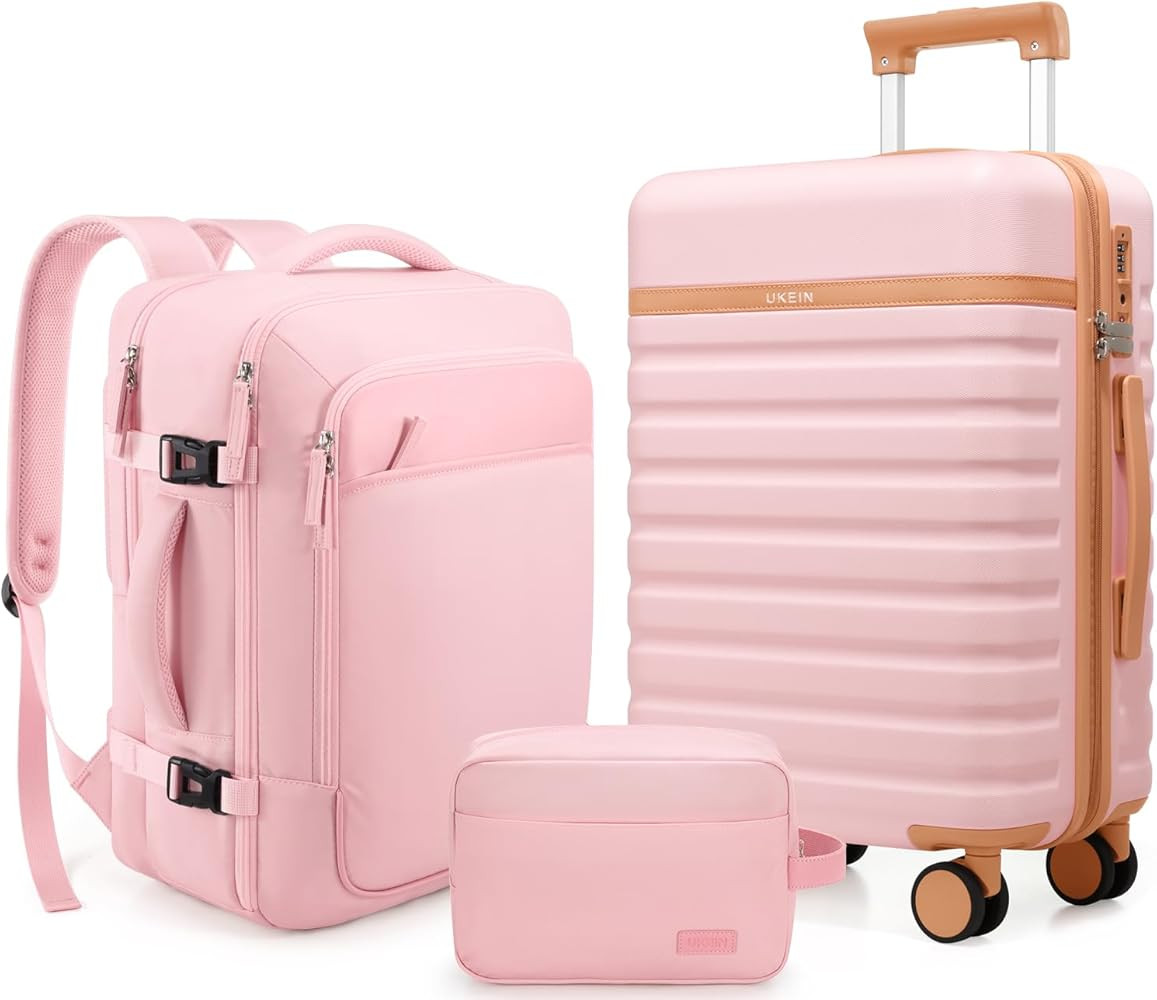 UKEIN Luggage Sets 3 Piece, Carry On Luggage 20In With Spinner Wheels,PC Hardside Suitcase Set wi... | Amazon (US)