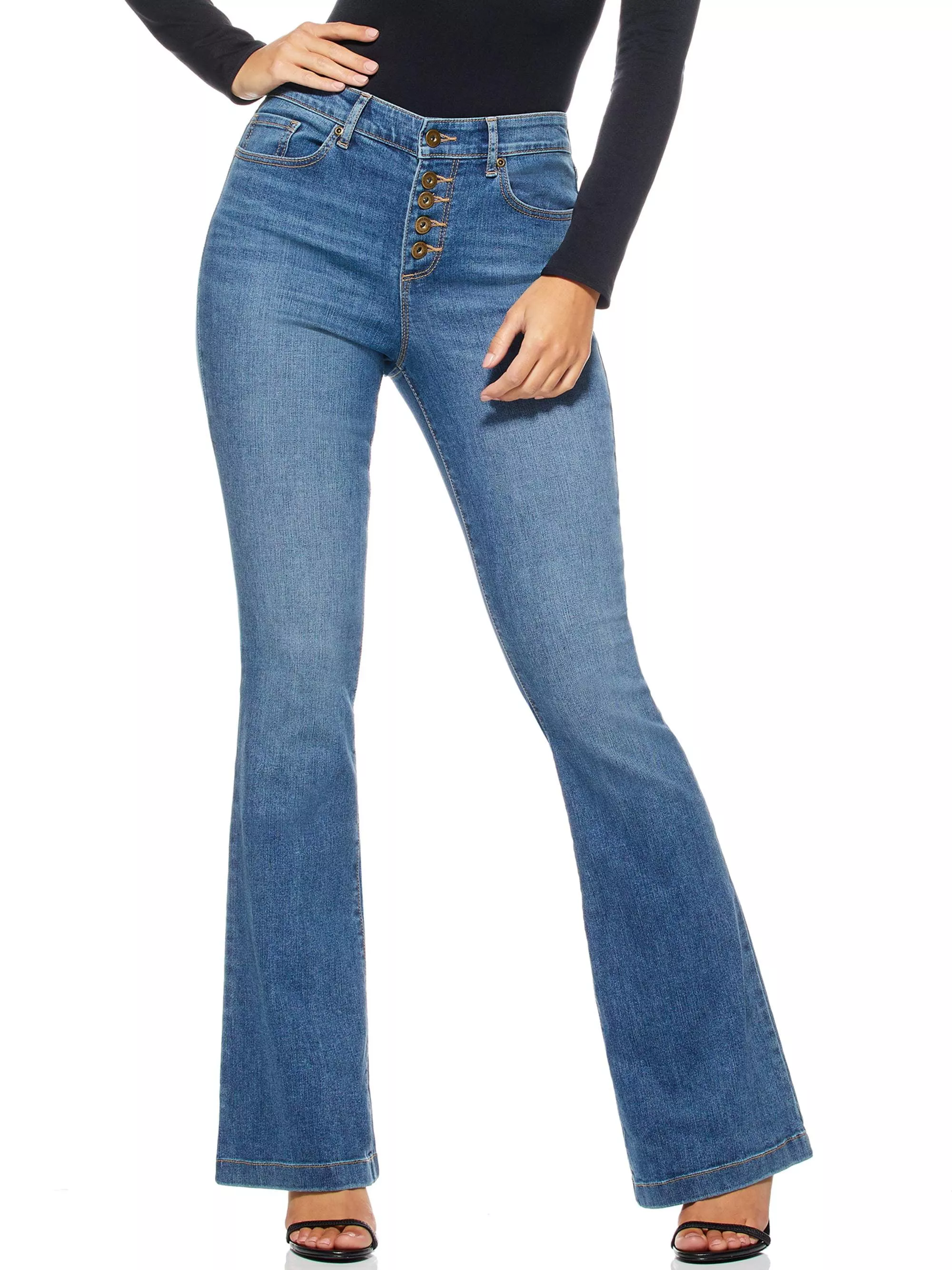 Sofia Jeans by Sofia Vergara Women's High Rise Skinny Kick Bootcut Jeans 
