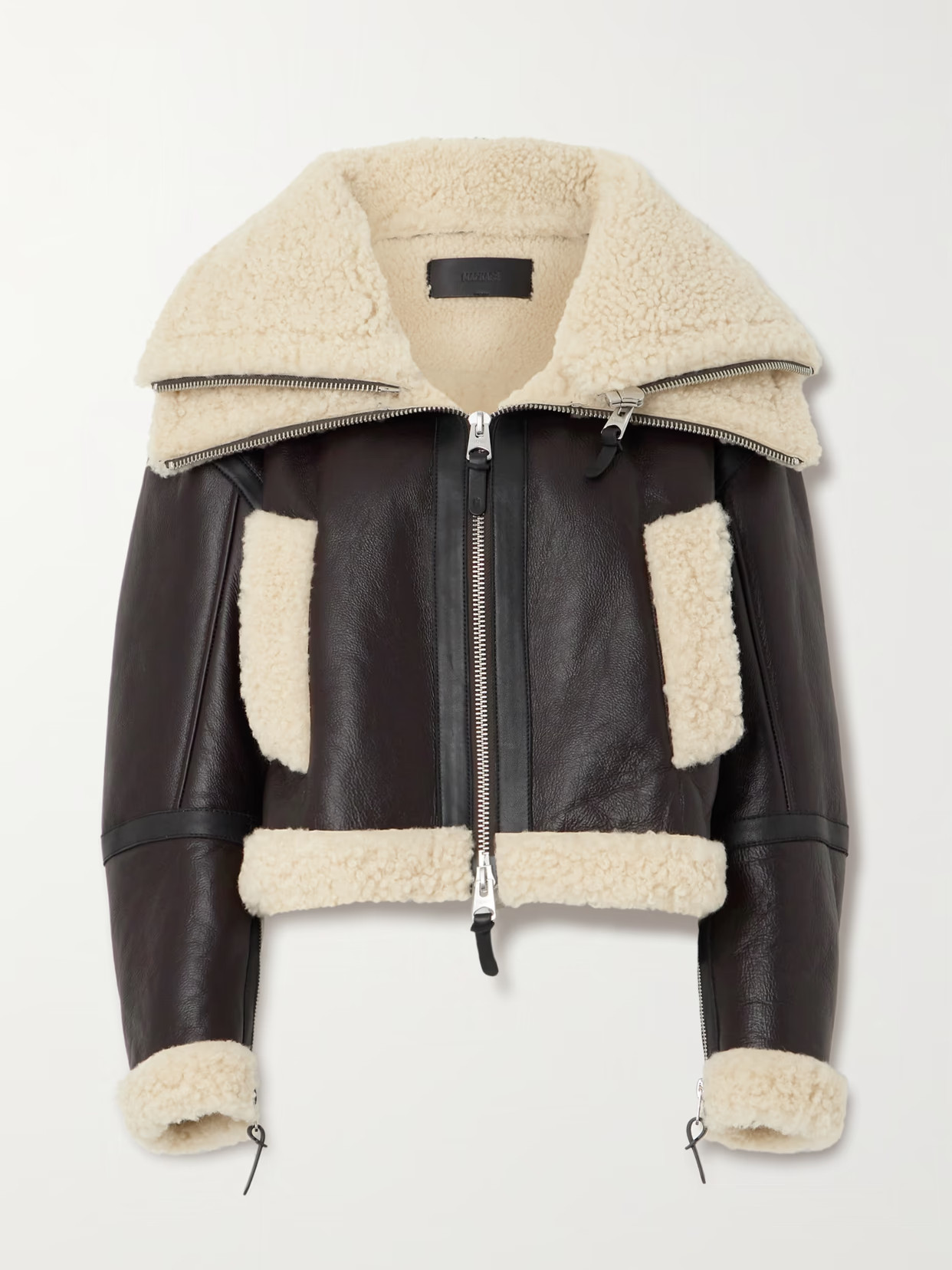 Mackage - Penelopa Cropped Shearling Jacket - Chocolate | NET-A-PORTER (UK & EU)