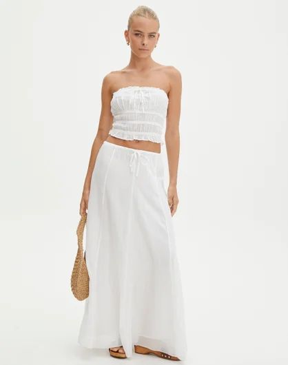 Tie Waist Maxi Skirt in White | Glassons | Glassons (Australia)