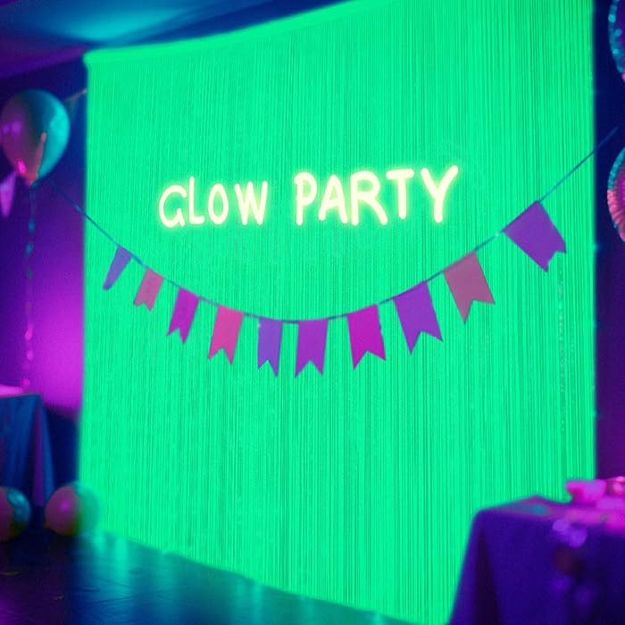 3 Pack 9.9 x 6.6 ft Neon Party Decorations Glow in The Dark Supplies Fluorescent Macaron Green Ne... | Amazon (US)