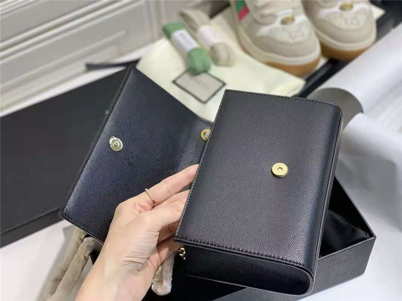 New Classic Black Gold Chains Shoulder Bags With Box Caviar Real Leather Cross Body Bags Upgraded... | DHGate