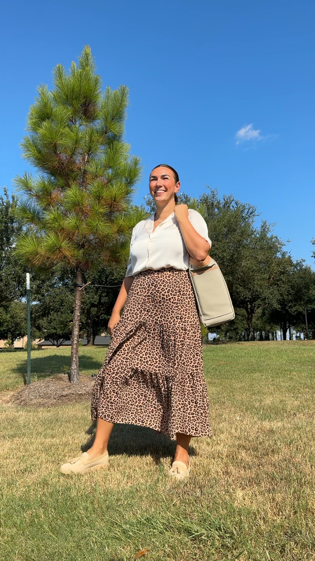 Work outfit
Camp shirt - the perfect work shirt! I’m in a size large. Brand is MANGO. 
skirt - sharing similar since mine is older 
Work shoes - Franco sarto loafers / TTS and comfortable! 
Jon hart work bag isn’t on LTK but go to their site to see! 