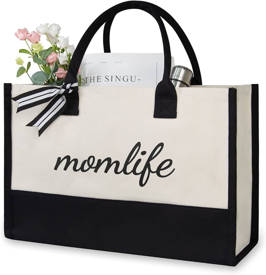 TOPDesign Personalized Canvas Mom Tote, Baby Shower Present for New Mom, Mom to Be, First Time Mo... | Amazon (US)
