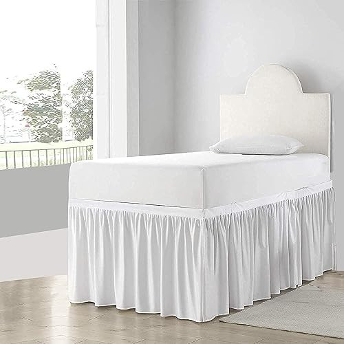Dorm Room Bed Skirt Twin XL - Ruffled Dorm Size Bed Skirt - 100% Cotton Blend Fabric Dorm Bed Skirt White - Dorm Bed Skirt Twin XL Size College Dorm Bed Skirt 32" Drop (White, 32" Drop) | Amazon (US)