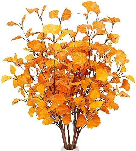 VGIA 6 Pcs Artificial Ginkgo Leaves Stems Fall Leaf Spray Flower Arrangement for Vase Silk Autumn... | Amazon (US)