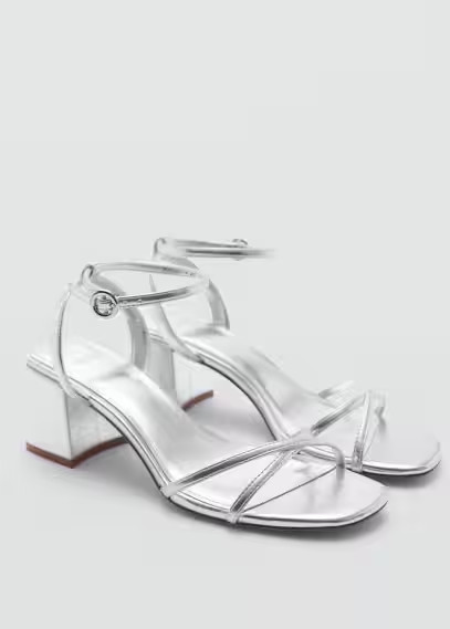 Metallic strap sandals silver - Women - 9½ - MANGO | Mango (US/MX/AU)