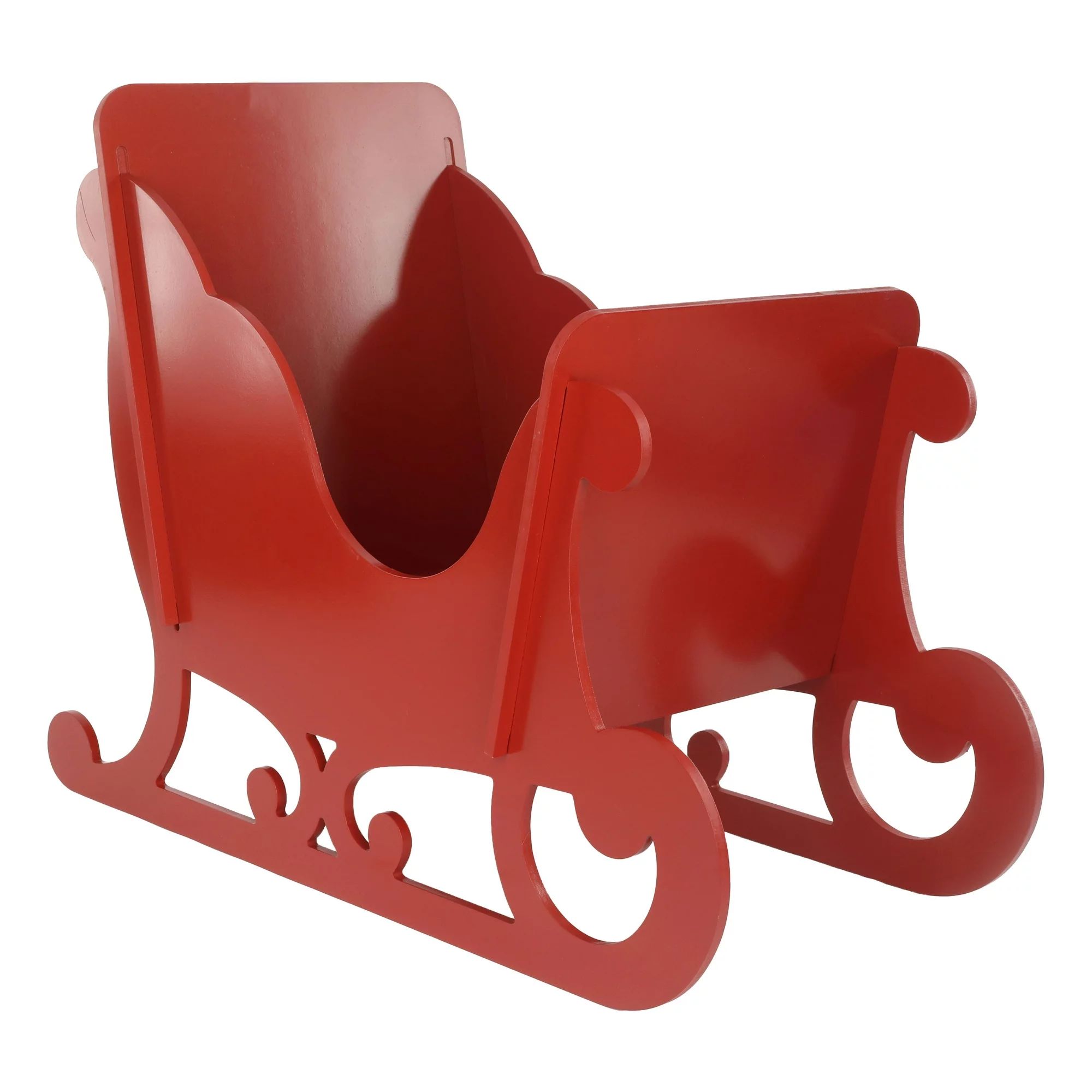 Holiday Time 23.25in Slotted Red Sleigh Wood Decor | Walmart (US)