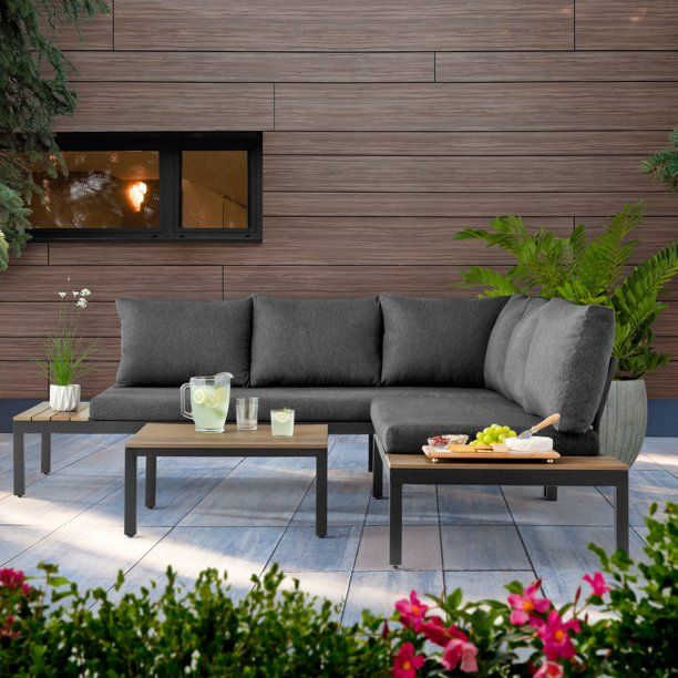 Better Homes & Gardens Bryde Sectional Sofa and Loveseat Low Seating Patio Set, 3 Pieces - Walmar... | Walmart (US)