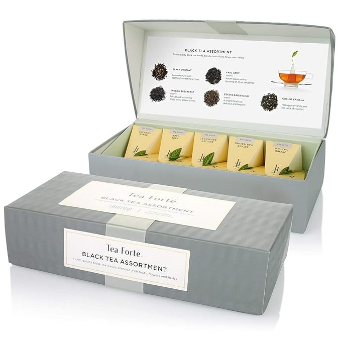 Tea Forte Assorted Black Tea, Petite Presentation Box Tea Sampler Gift Set with 10 Handcrafted Py... | Amazon (US)