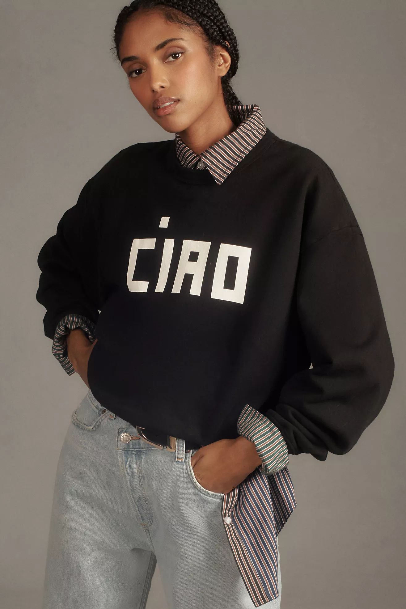 Clare V. Oversized Ciao Sweatshirt | Anthropologie (US)