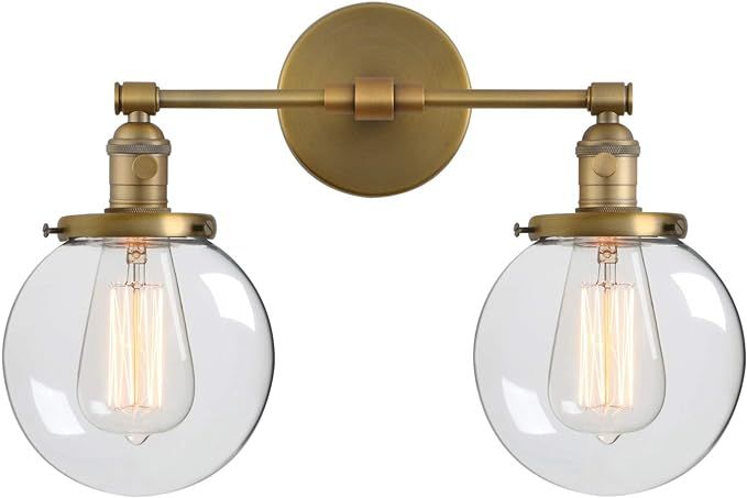 Phansthy Double Sconce Vintage Industrial 2-Light Wall Light with 5.9 Inches Clear Glass Canopy(A... | Amazon (US)