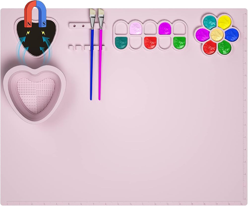 Silicone Craft Mat, 20"x16" Silicone Painting Mat with Cup, Nonstick Silicone Sheet for Resin Jew... | Amazon (US)