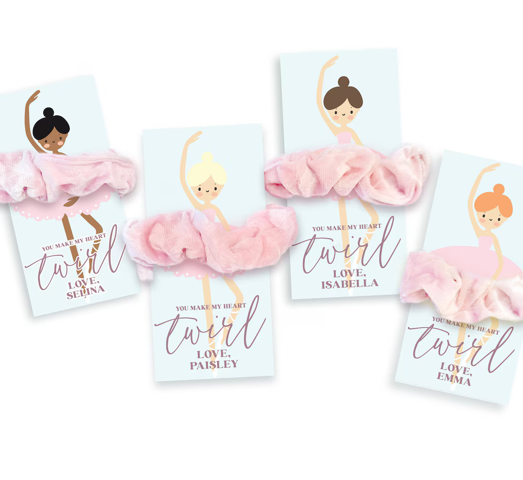 Affordable Valentine Favors for Girls SET OF 6 Ballerina Valentine Scrunchie Class Gift Valentine... | Etsy (US)