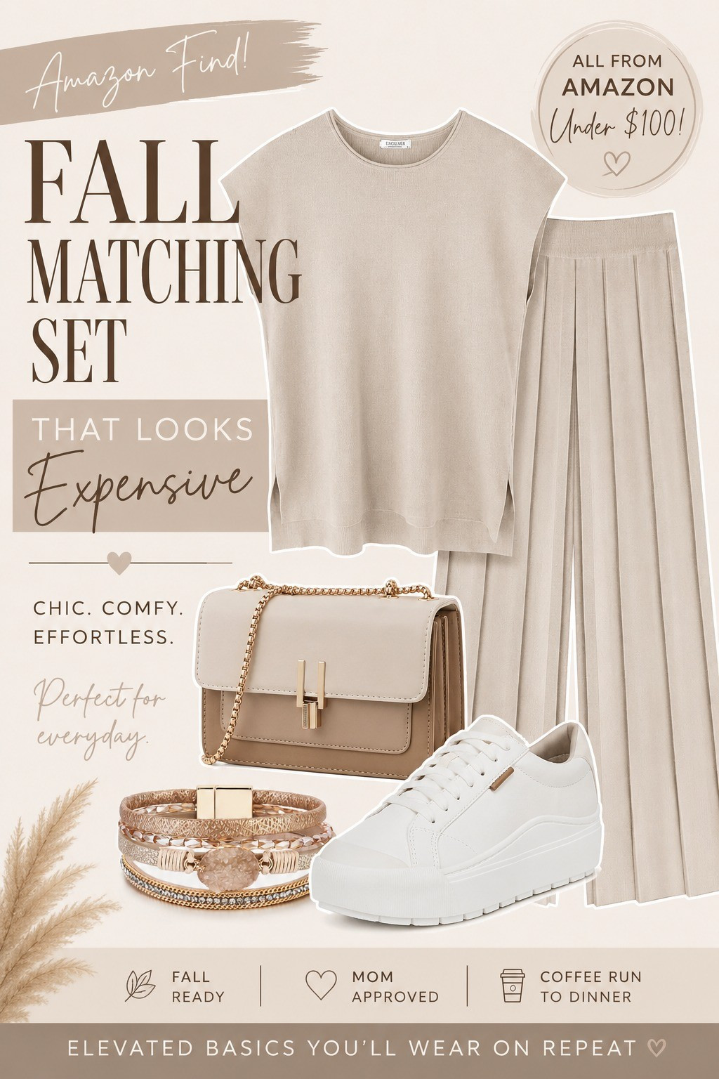 Amazon matching set is giving quiet luxury without the designer price tag. 🤍I’m always looking for outfits that feel elevated but are still comfortable enough for real life. This neutral set is perfect for coffee runs, errands, travel days, or just looking put together with minimal effort.Paired it with platform sneakers, a chic crossbody, and simple gold accessories for an easy fall look I’ll be wearing on repeat all season long. ✨Everything is linked below!#AmazonFashion #AmazonFinds #FallFashion #FallOutfit #MatchingSet #NeutralStyle #MomStyle #AffordableFashion

#LTKootd #LTKmomlife