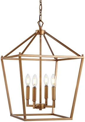 JONATHAN Y JYL7437B Pagoda Lantern Dimmable Adjustable Metal LED Pendant Classic Traditional Dining  | Amazon (US)