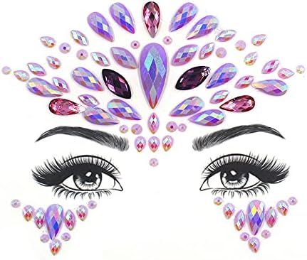 face Jewels Festival for Women Mermaid Purple face gems Glitter Rhinestone Face Tattoo Eyes face ... | Amazon (US)