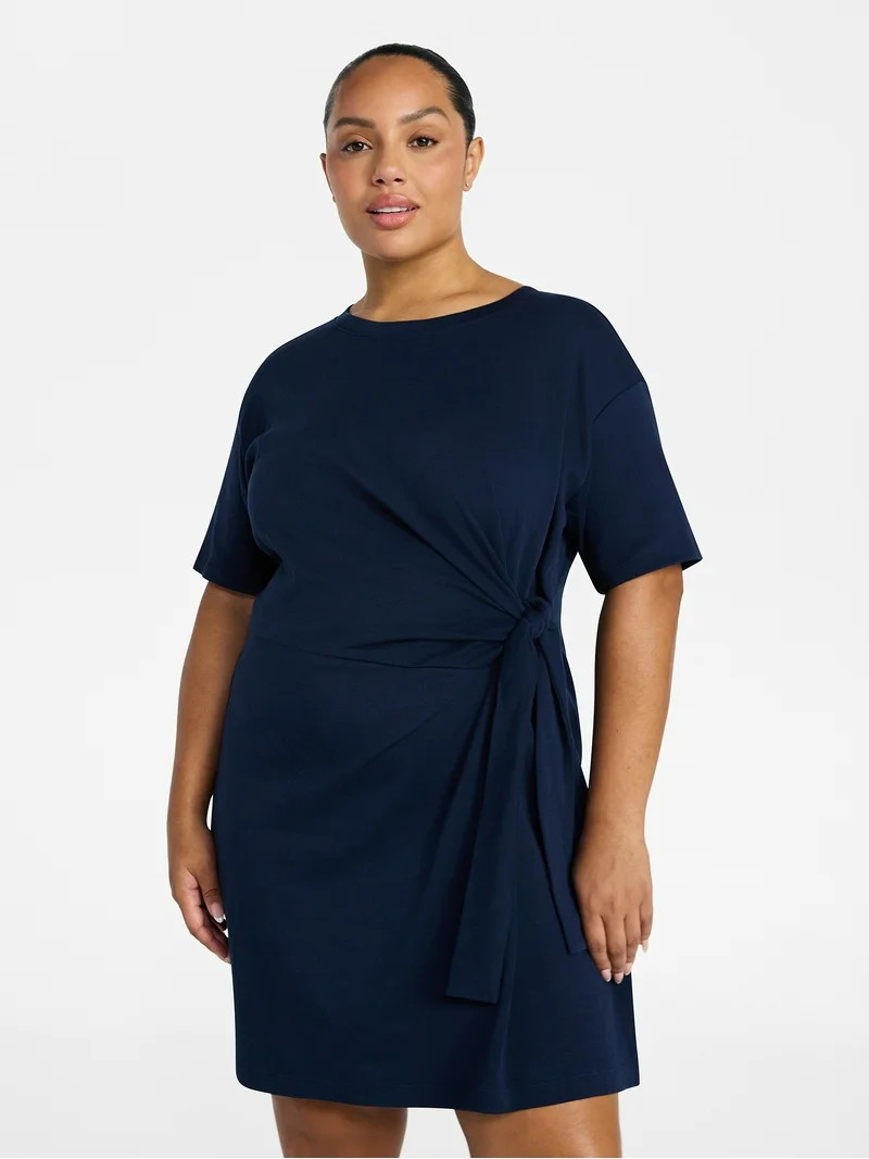 Terra & Sky Women’s Plus Front Twist Dress with Short Sleeve, Size 0X-5X | Walmart (US)